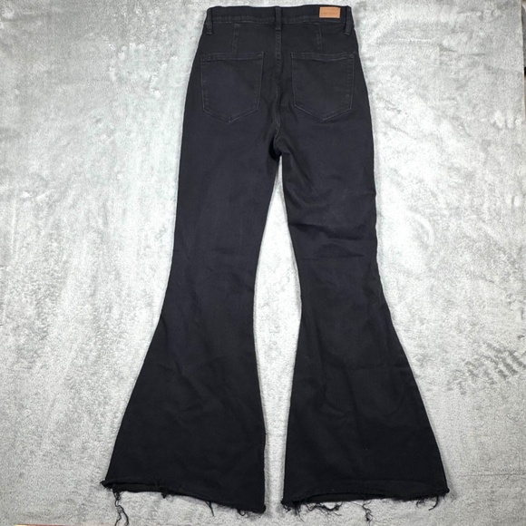 Judy Blue Pull-On Super Flare Jeans Black Raw Hem Bell Bottom Size 5/27 - Picture 3 of 8